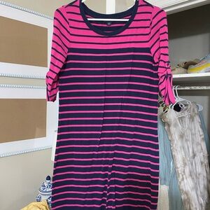 Tommy Hilfiger Pink and Navy Striped Dress